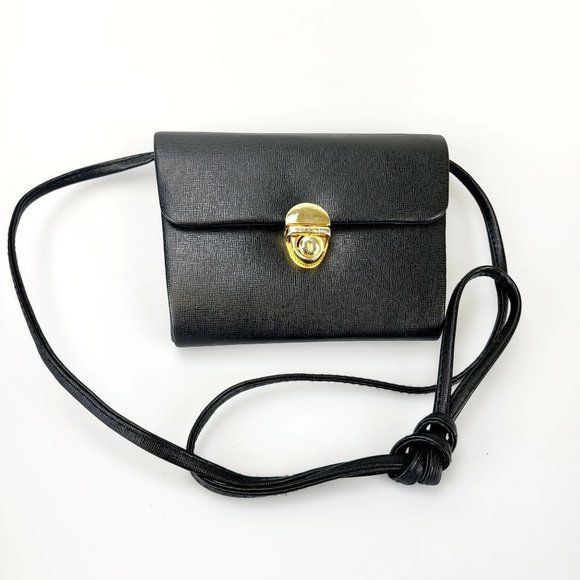 Womens Bag Leather Crossbody Shoulder Sling Black Purse Barganza Couture Y2K - Picture 1 of 10